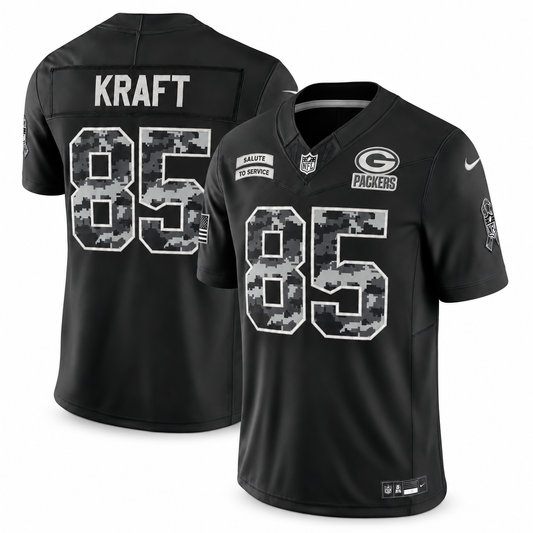 Men's Tucker Kraft Green Bay Packers 2026 Salute to Service Stitched Limited Jersey - Black