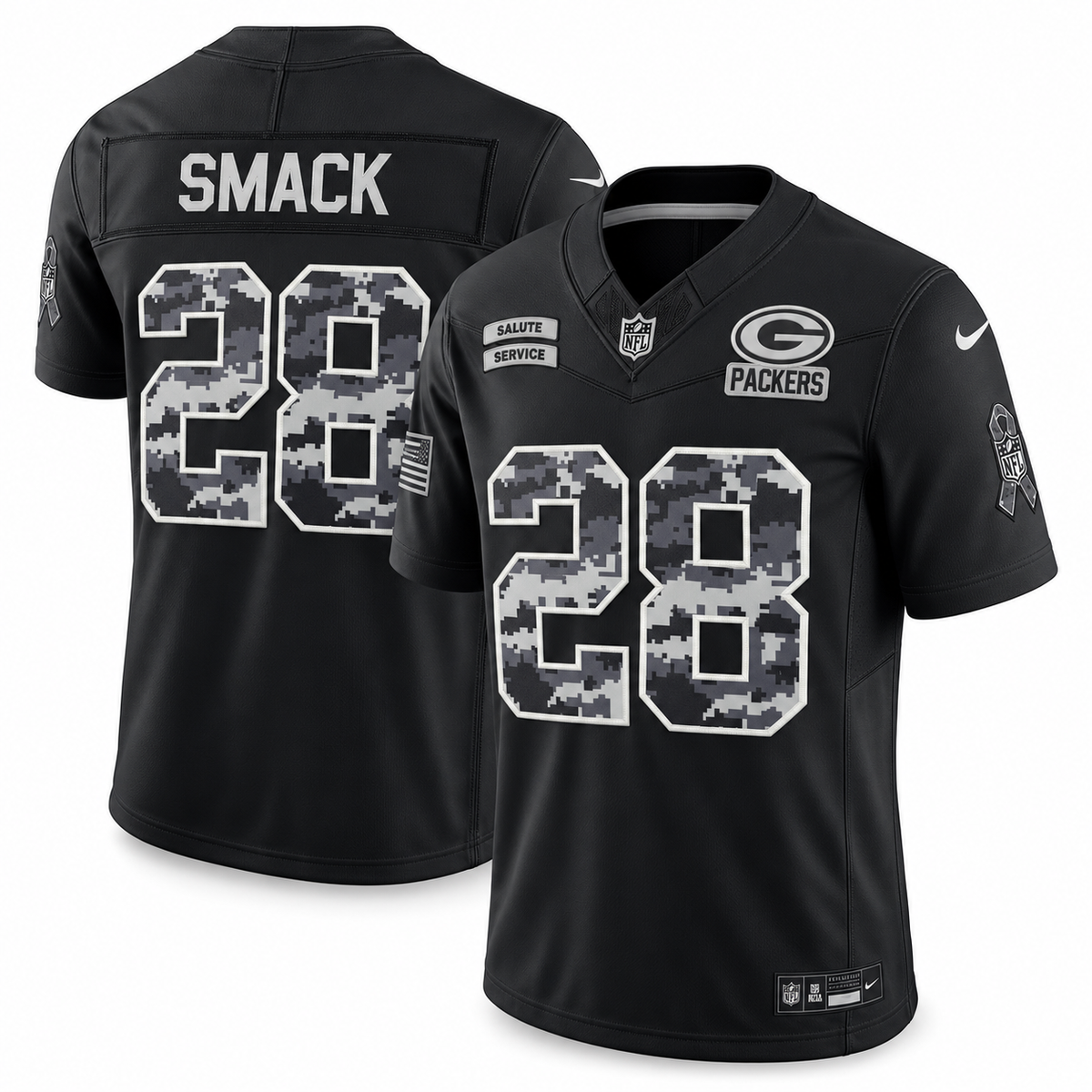 Men's Trey Smack Green Bay Packers 2026 Salute to Service Stitched Limited Jersey - Black