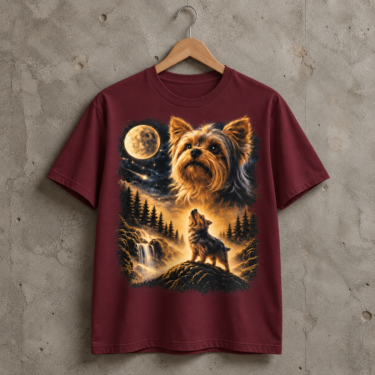 Yorkie Under the Moon Graphic - Yorkshire Terrier Gift