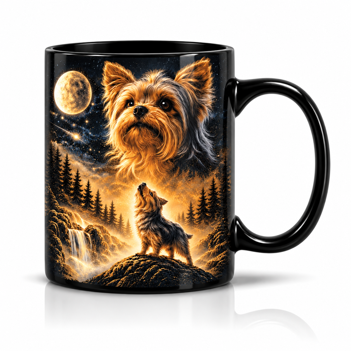 Yorkie Under the Moon Graphic - Yorkshire Terrier Gift