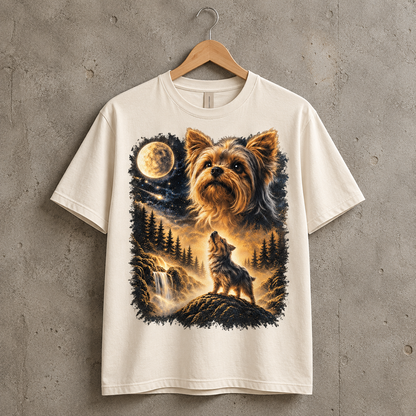 Yorkie Under the Moon Graphic - Yorkshire Terrier Gift